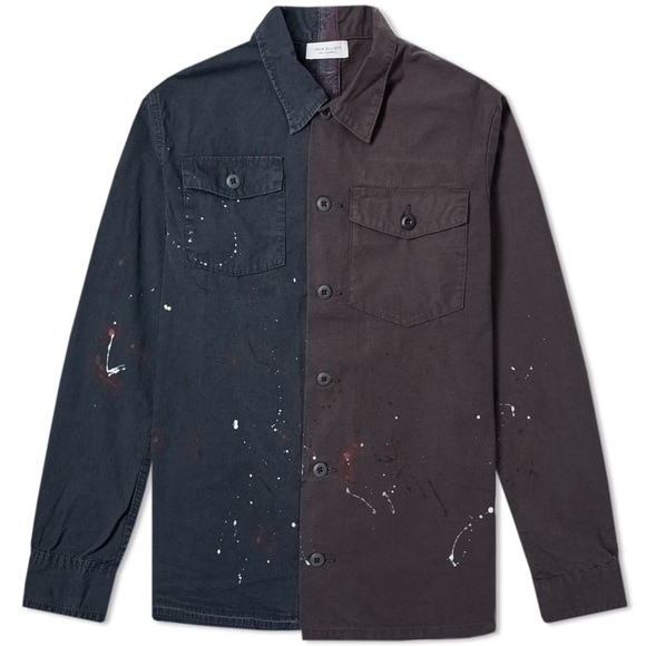 🔥 John Elliott Distorted Military Paint Splatter Shirt Washed Black - Picture 4 of 12